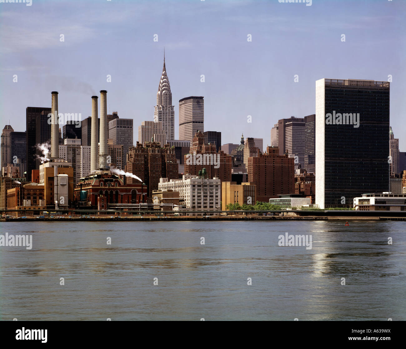View of the New York City skyline from across the East River Stock ...
