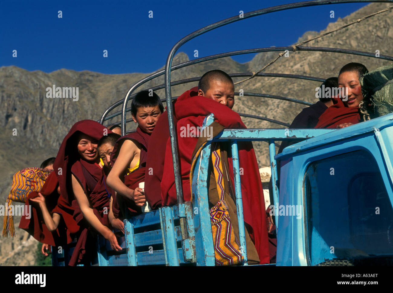 Tibetan monks, Buddhist monks, novice monks, Drepung Monastery, west of Lhasa, Lhasa, Tibet, China, Asia Stock Photo
