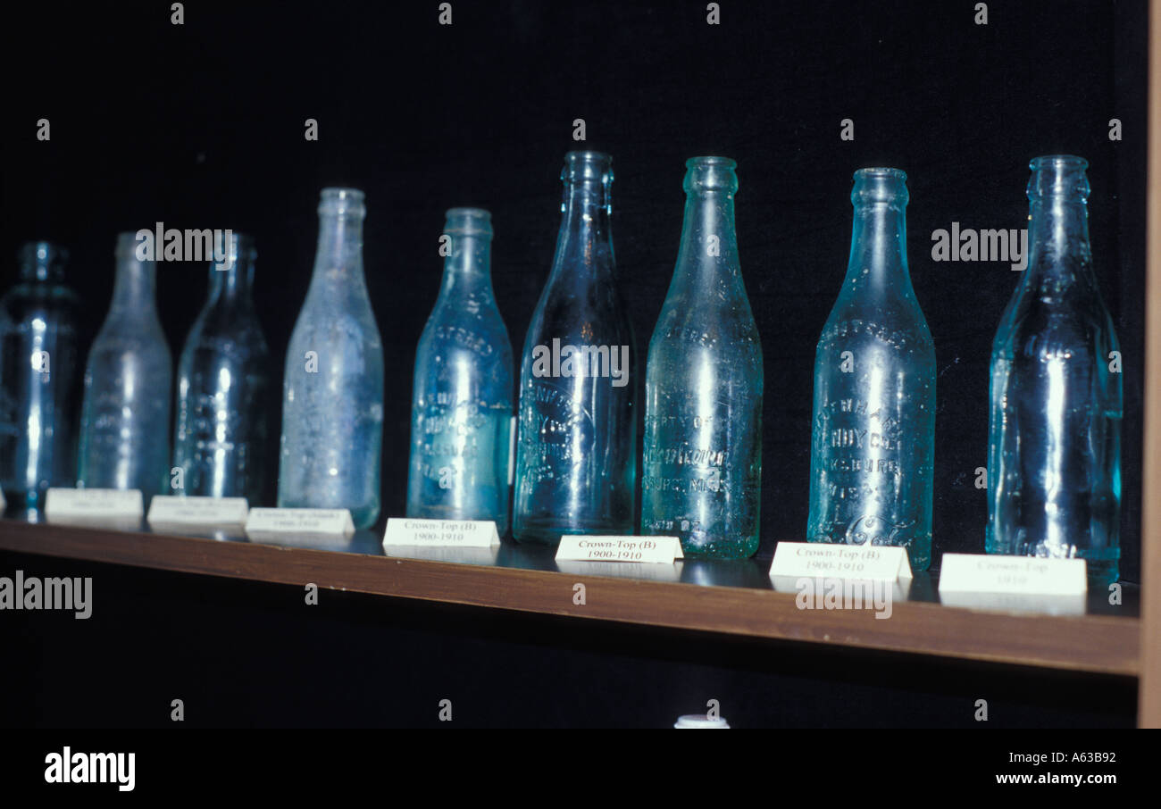 First Coke Coca Cola bottles ever made seen at the Biedeharn Museum in