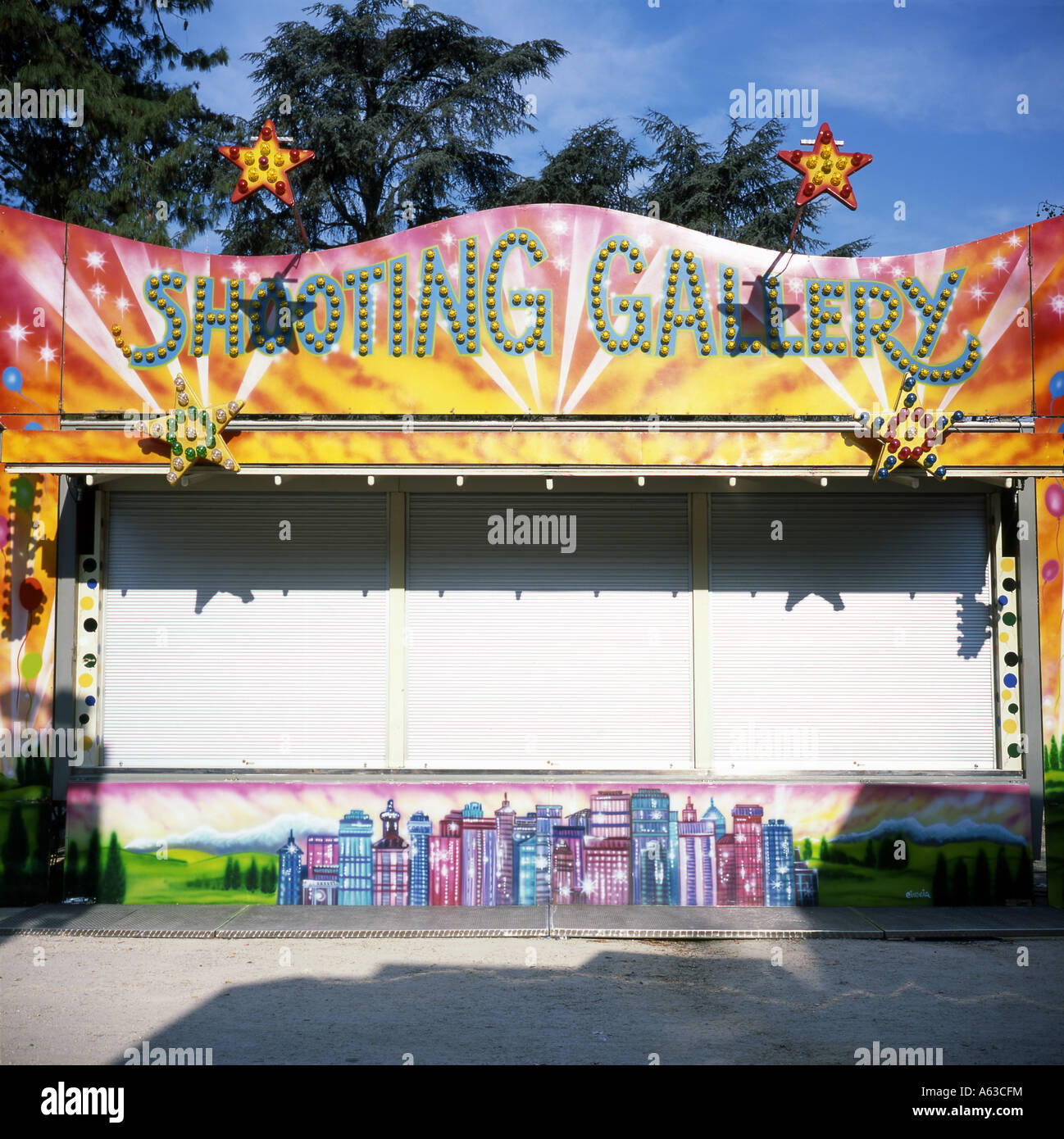 shooting gallery in a amusement park in Italy, europe Stock Photo