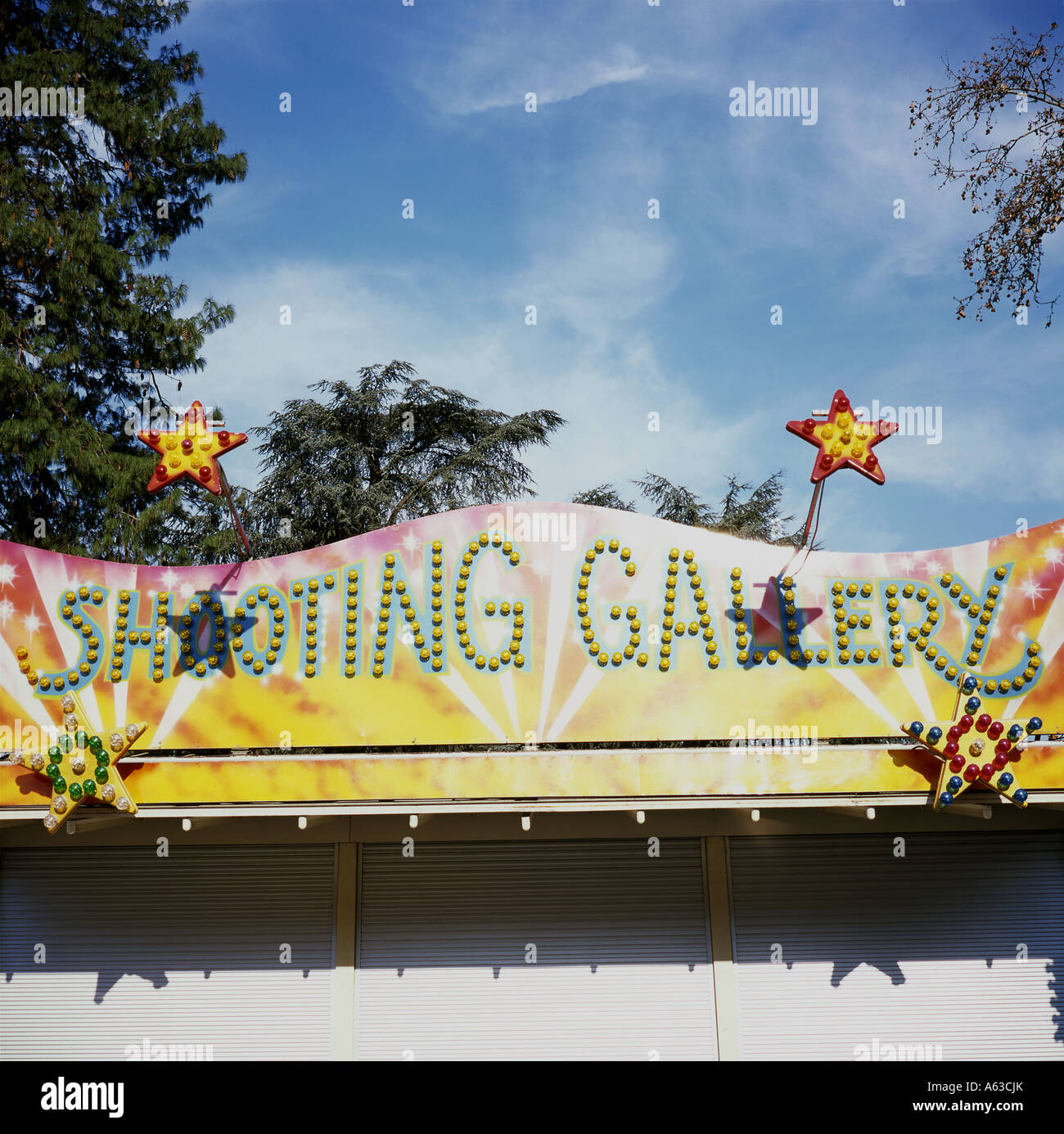 shooting gallery in a amusement park in Italy, europe Stock Photo