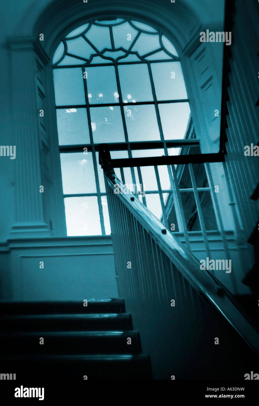 Interior inside staircase steps dusk evening winter cold night hi-res ...