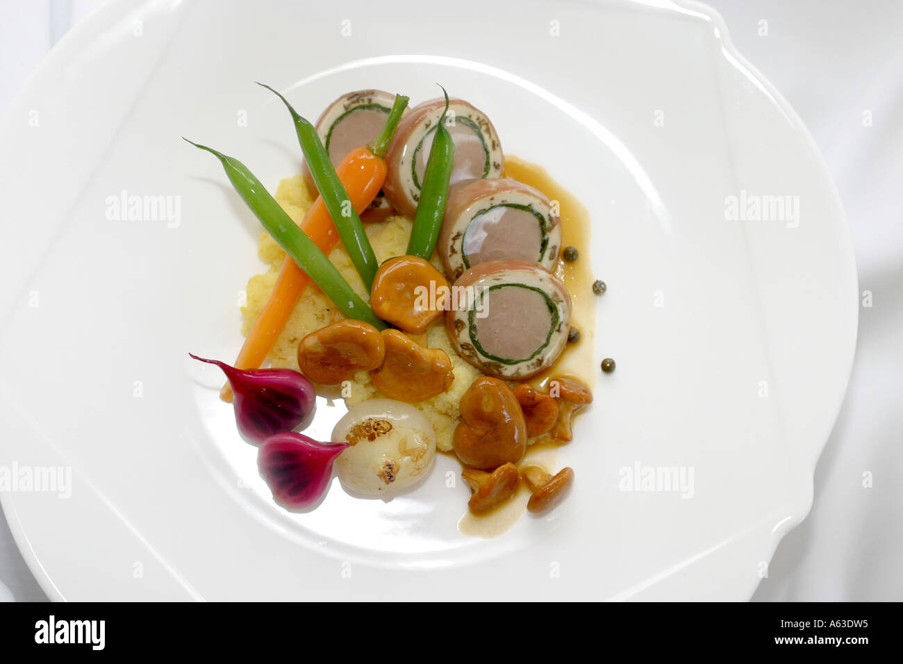 Artistically arranged food plate Stock Photo