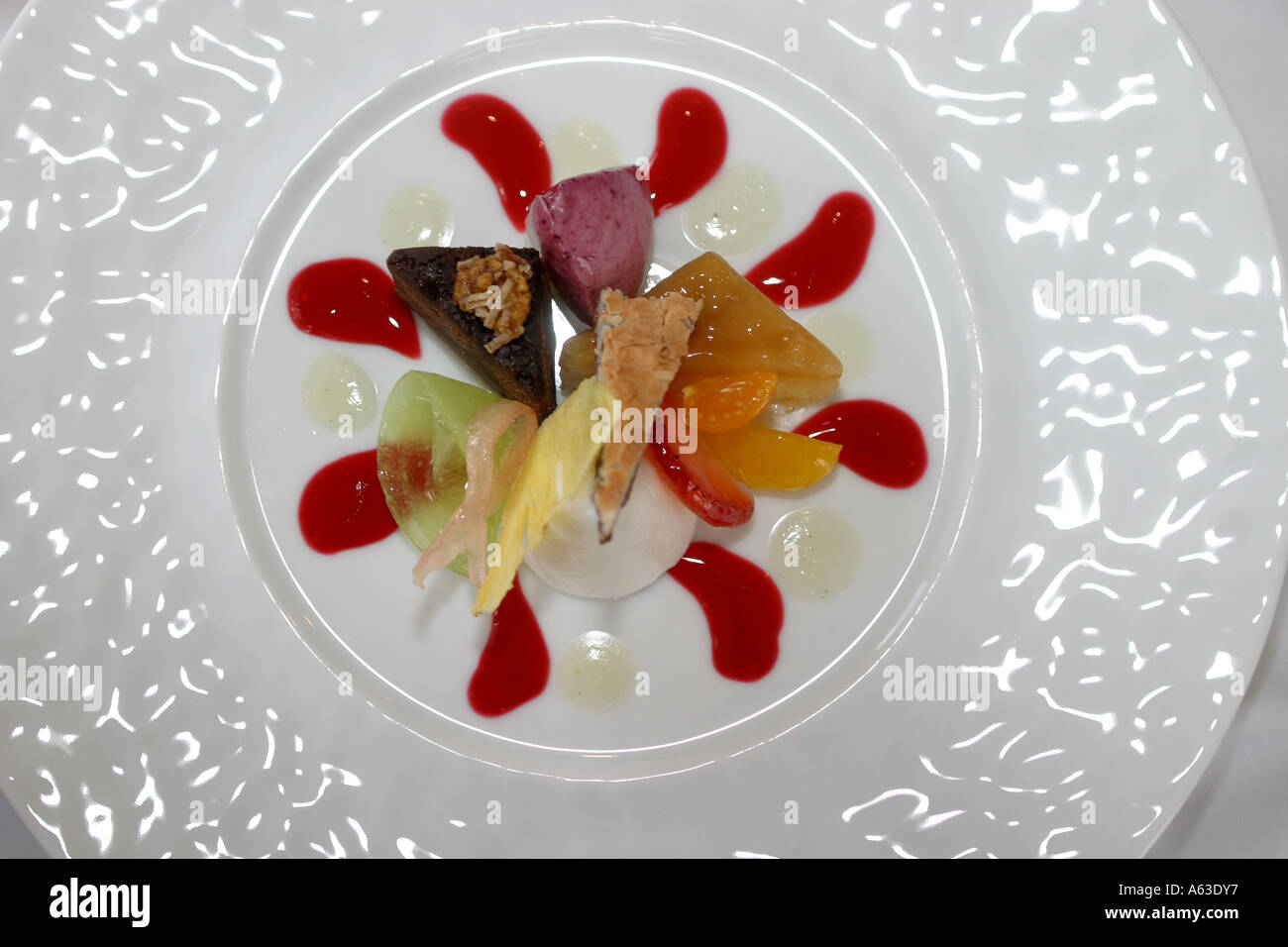 Artistically arranged food plate Stock Photo