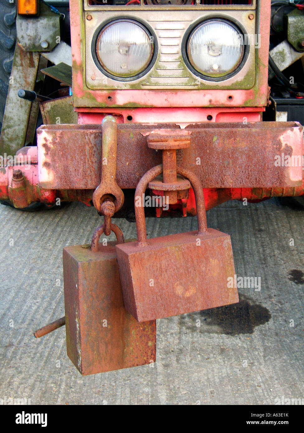 counter balance weights on tractor Stock Photo Alamy