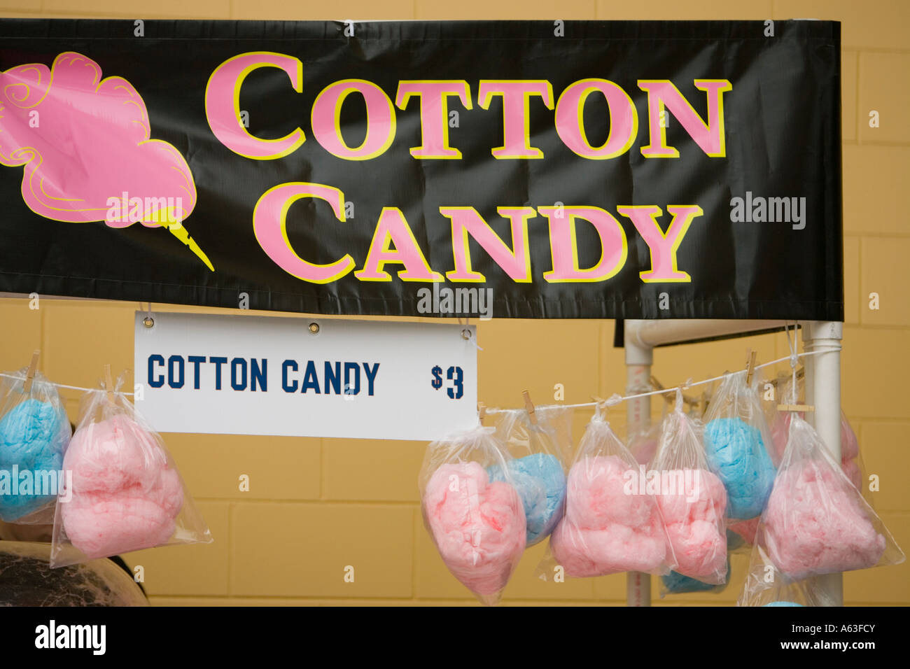 Cotton candy for sale at a refreshment stand Stock Photo Alamy