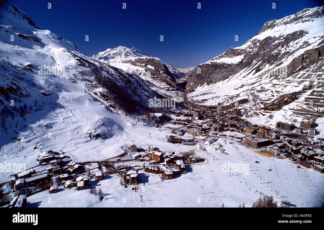Aerial view of Val d Isere ski resort French Alps France Stock Photo ...