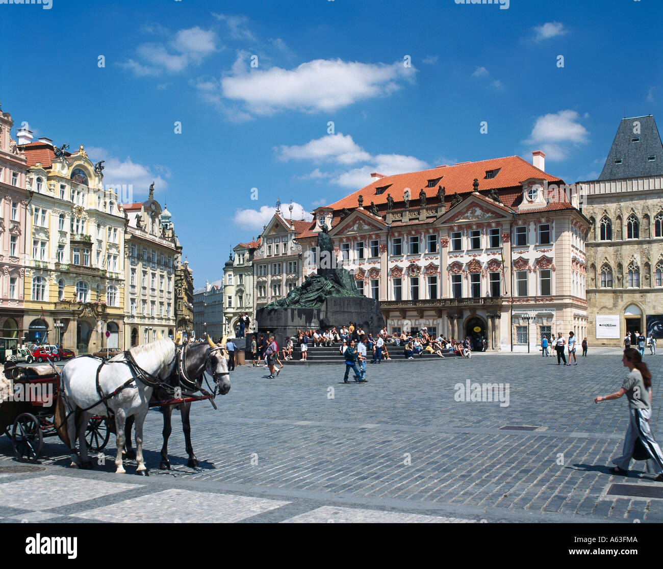 Altstaedter Ring and Jan Hus Monument, Prague, Czech Republic Stock Photo