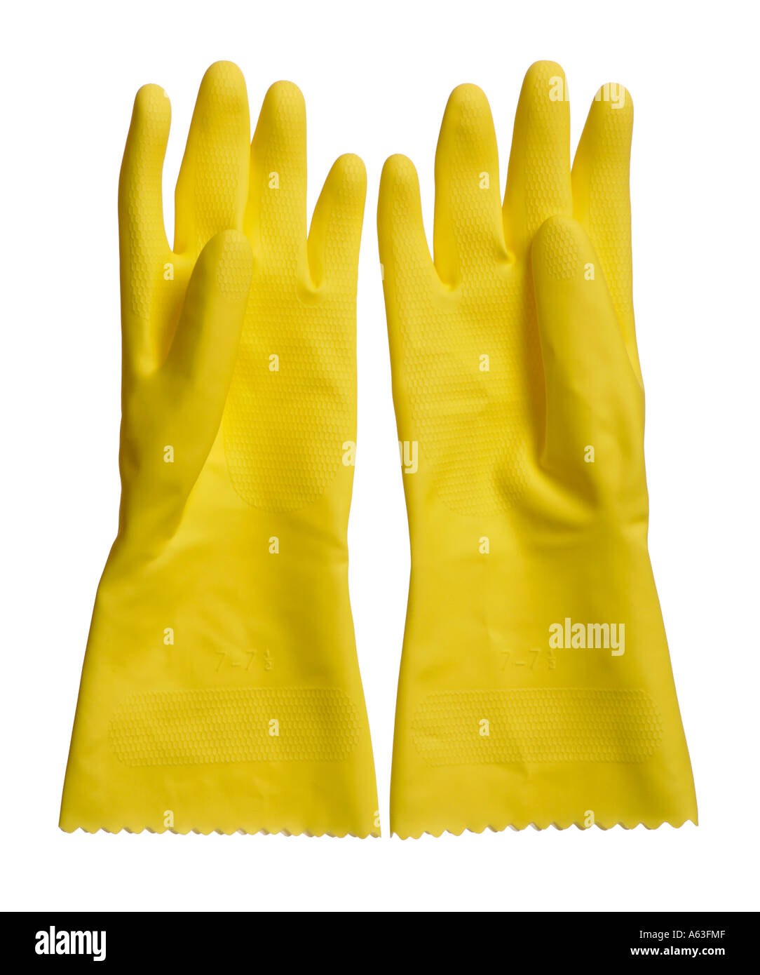 Yellow rubber gloves Stock Photo