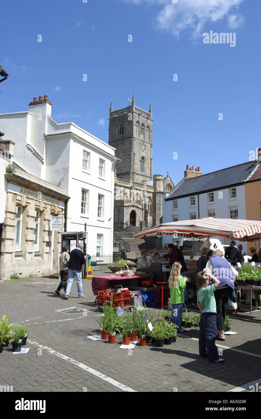 Axbridge historical village near Cheddar Somerset with local farmers