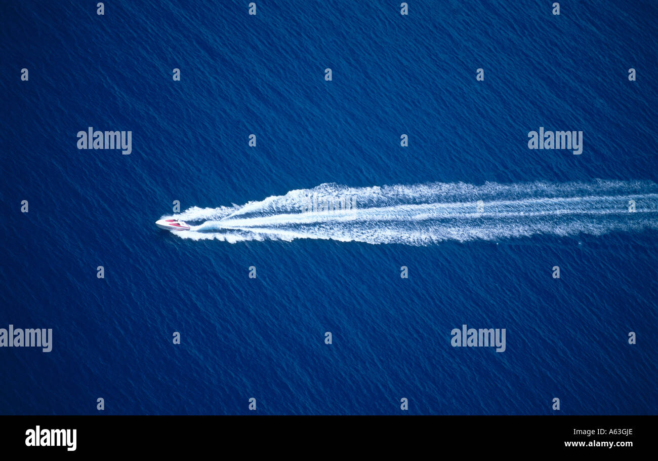Aerial view of motorboat in sea Stock Photo - Alamy