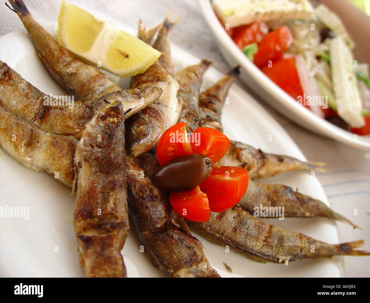 A meal of Sardines, Greece Stock Photo Alamy