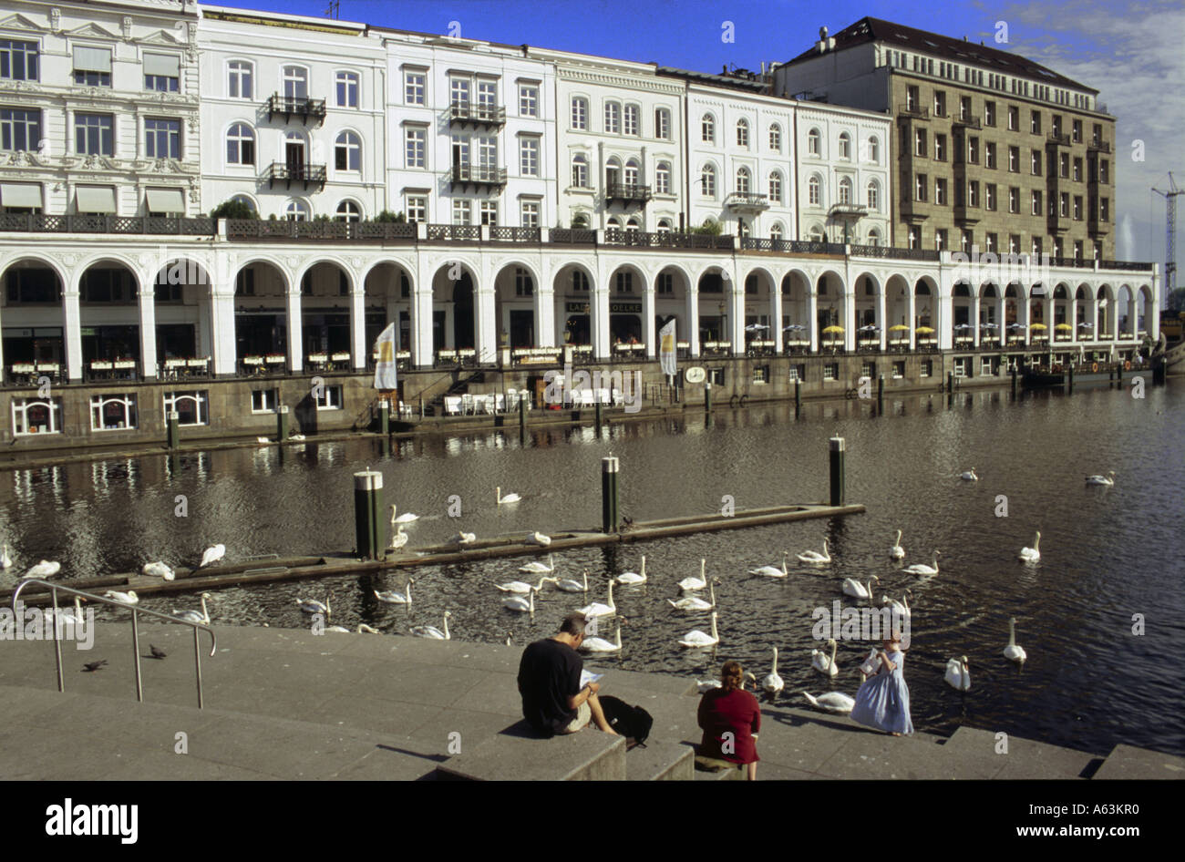 Building at waterfront, Elbe River, Hamburg, Germany Stock Photo - Alamy