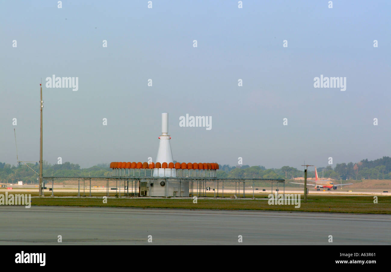 Radio transmitting array at airport radar equipment direction finding  directional air traffic control Stock Photo - Alamy