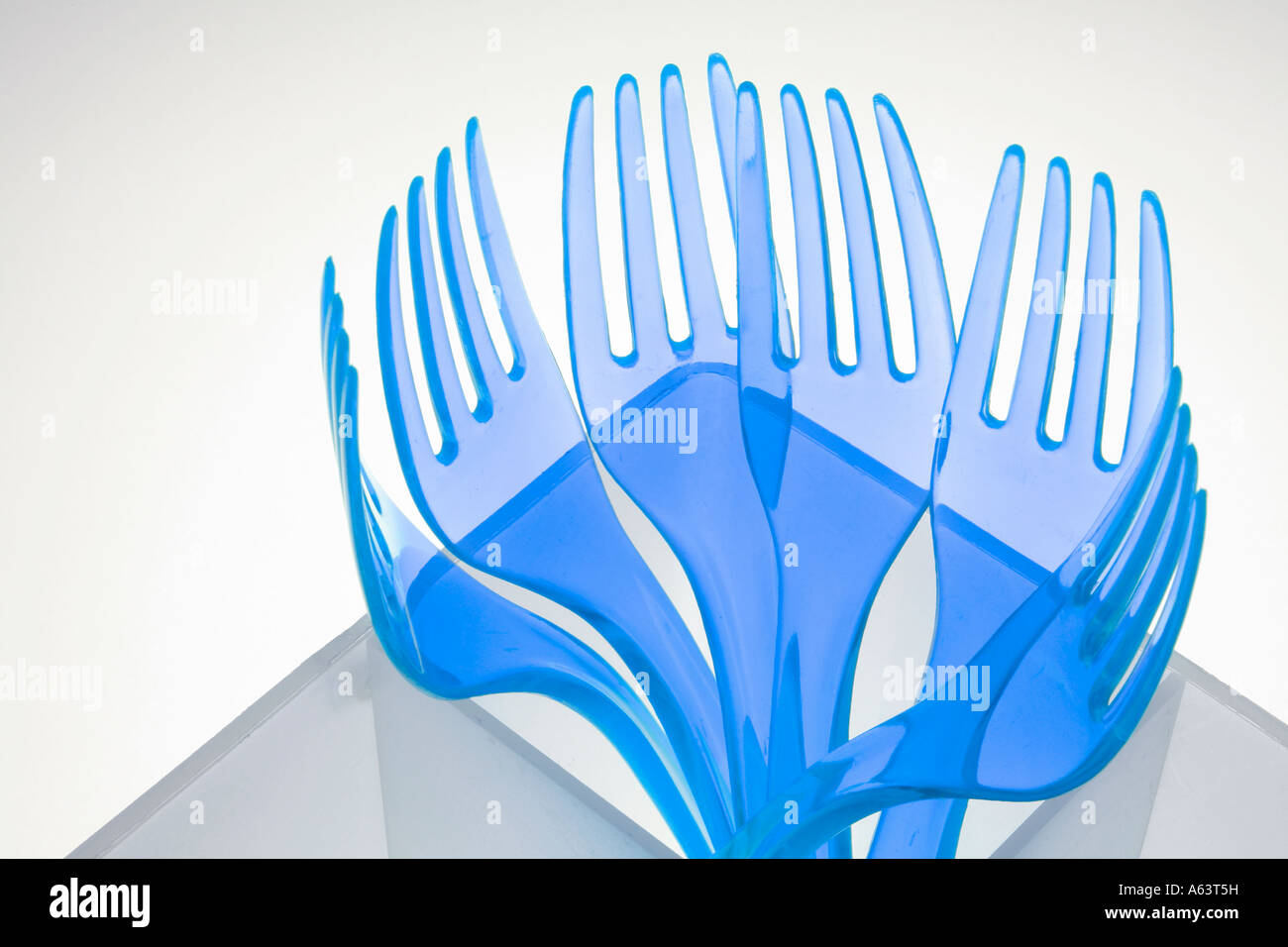 Plastic Forks on Holder Stock Photo Alamy