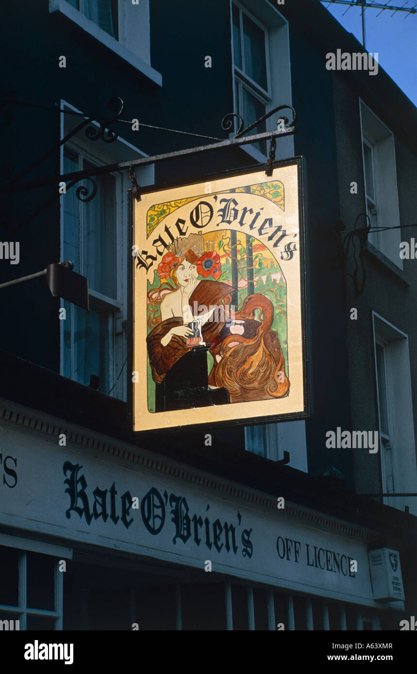 kate o brien s pub sign village of cashel county of cork province of munster ireland editorial use only Stock Photo