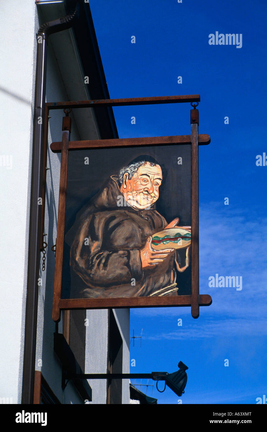 monk on pub sign village of cashel county of cork province of munster ireland editorial use only Stock Photo