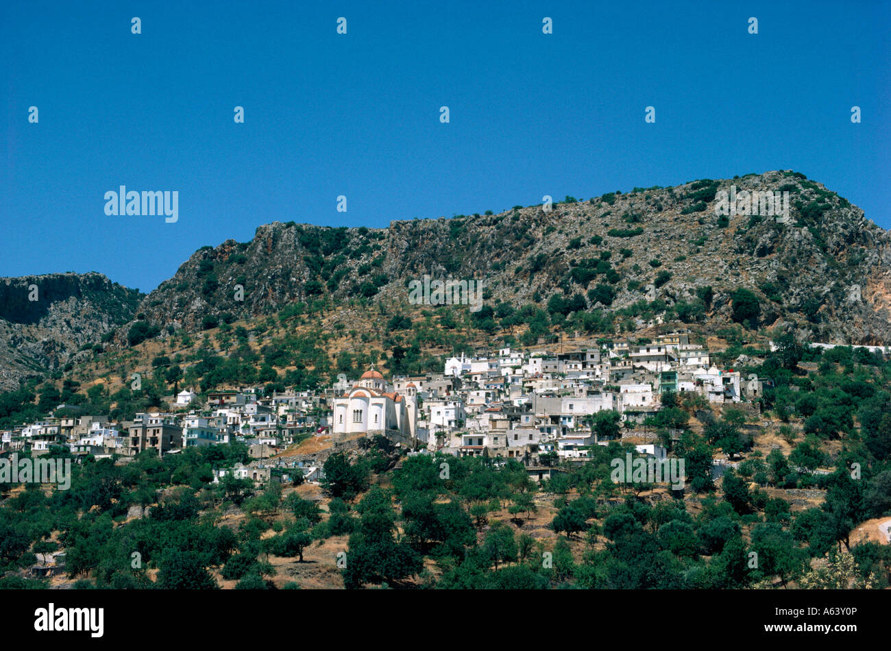 mountain village of kritsa island of crete greece Stock Photo - Alamy