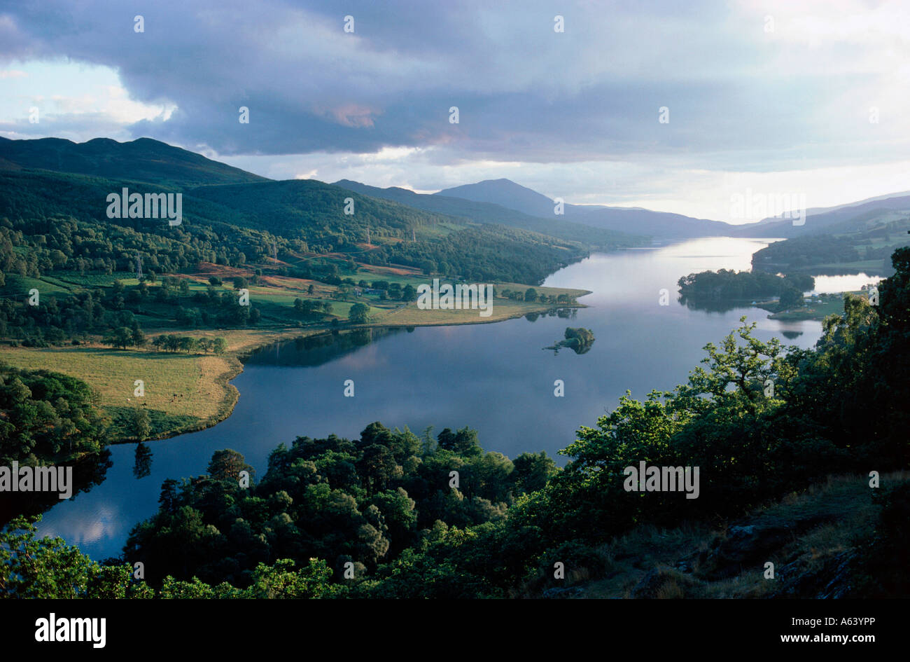 view from queens view to loch tummel near village of pitlochry region