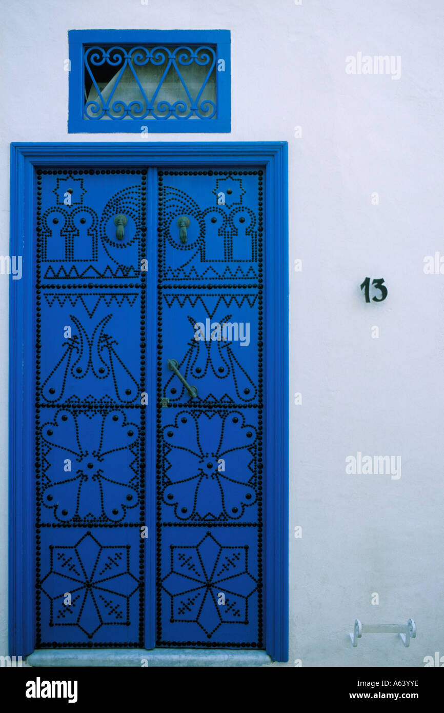 Tunisia, Sidi Bou Said, Door Stock Photo