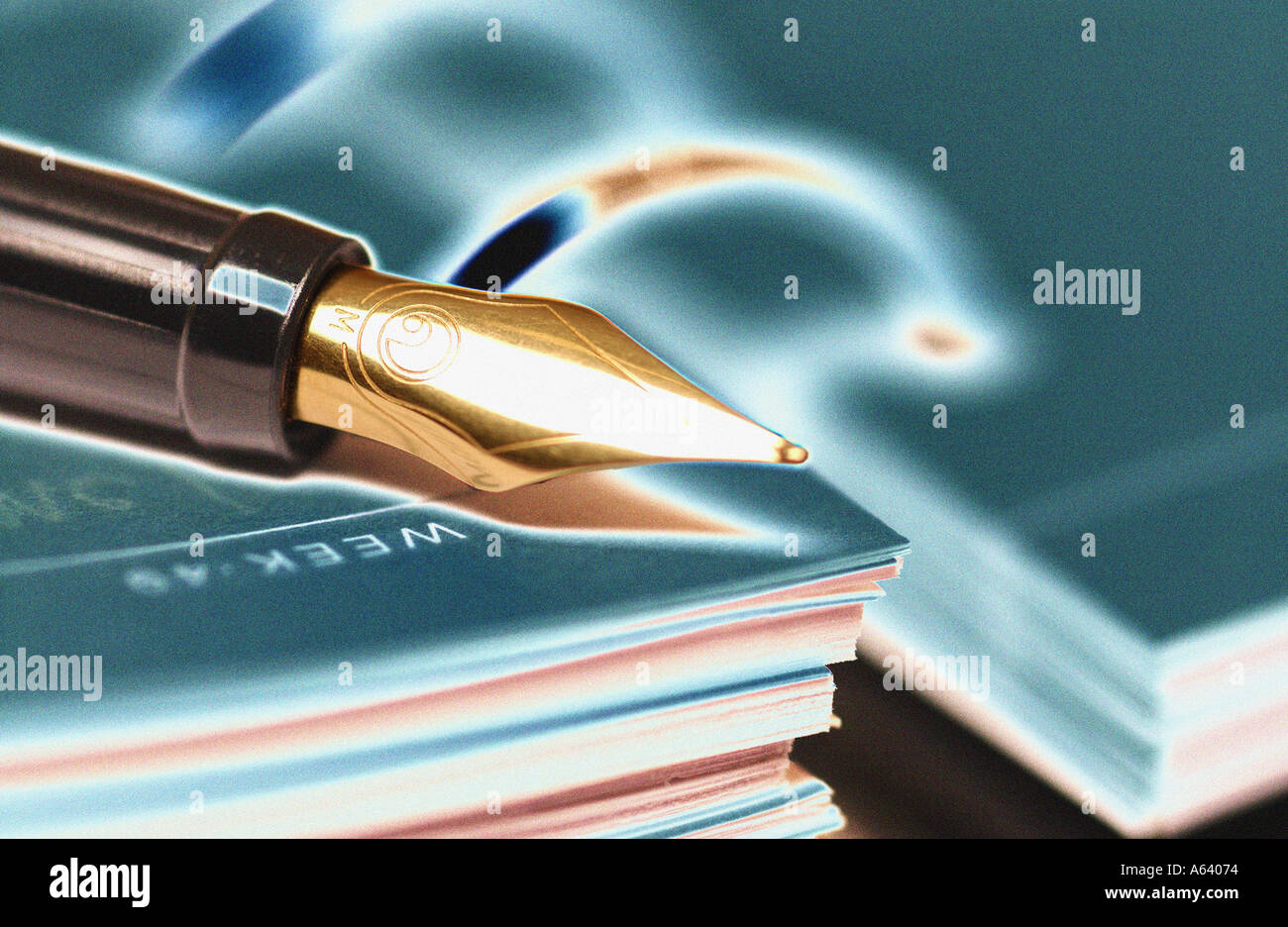 Close up of Fountain Pen on top of Diary business concept Stock Photo