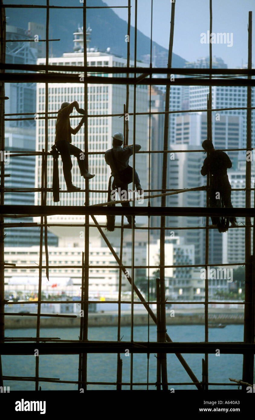 Workers on scaffolding Hong Kong 1 Stock Photo