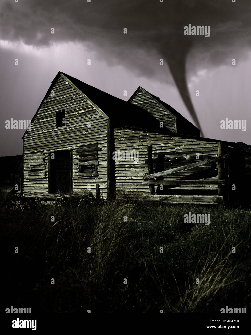 Tornado over farm, southern Missouri Stock Photo