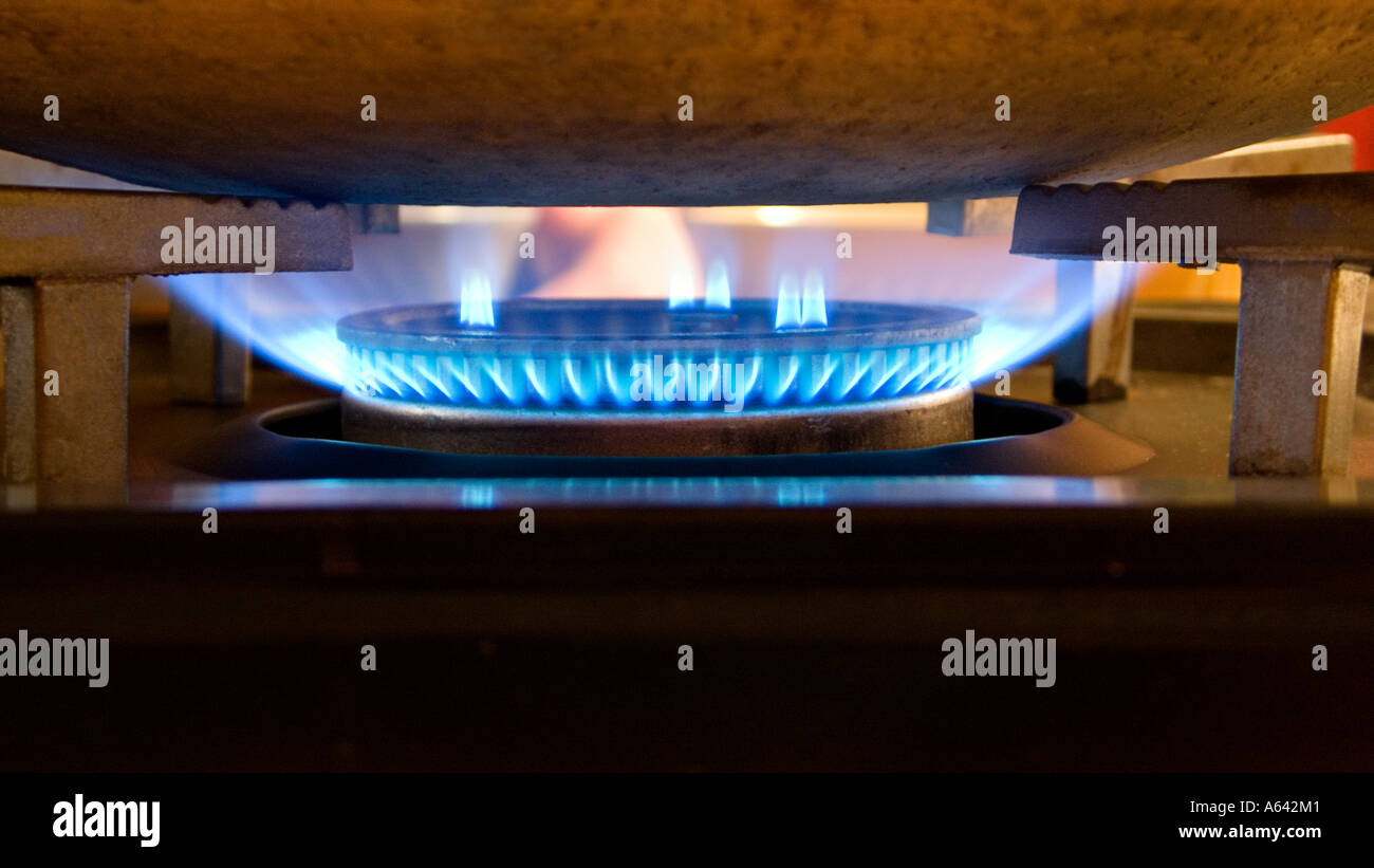 Gas burning Stove The price of domestic gas has soared in recent years Stock Photo