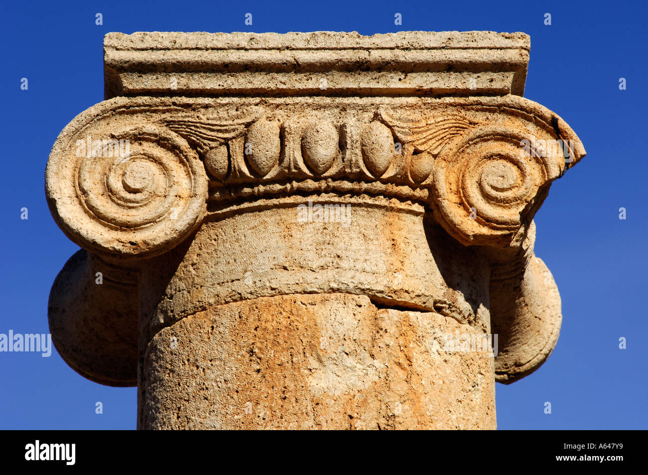 Ionic capital Leptis Magna Libya Stock Photo