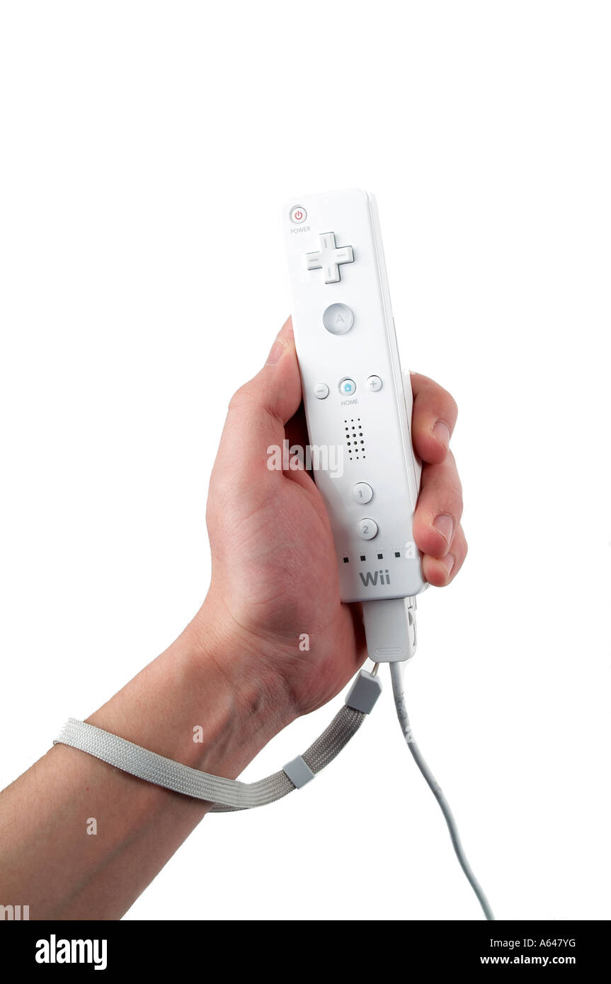 Nintendo, Wii, games, console, computer, video, handset, controller, joystick, play, player, manual, dexterity, movement, sensor Stock Photo