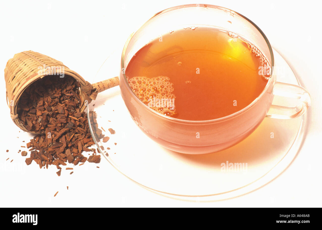 Chinarinde Cinchona calisaya ledgeriana Chinabork tea Stock Photo