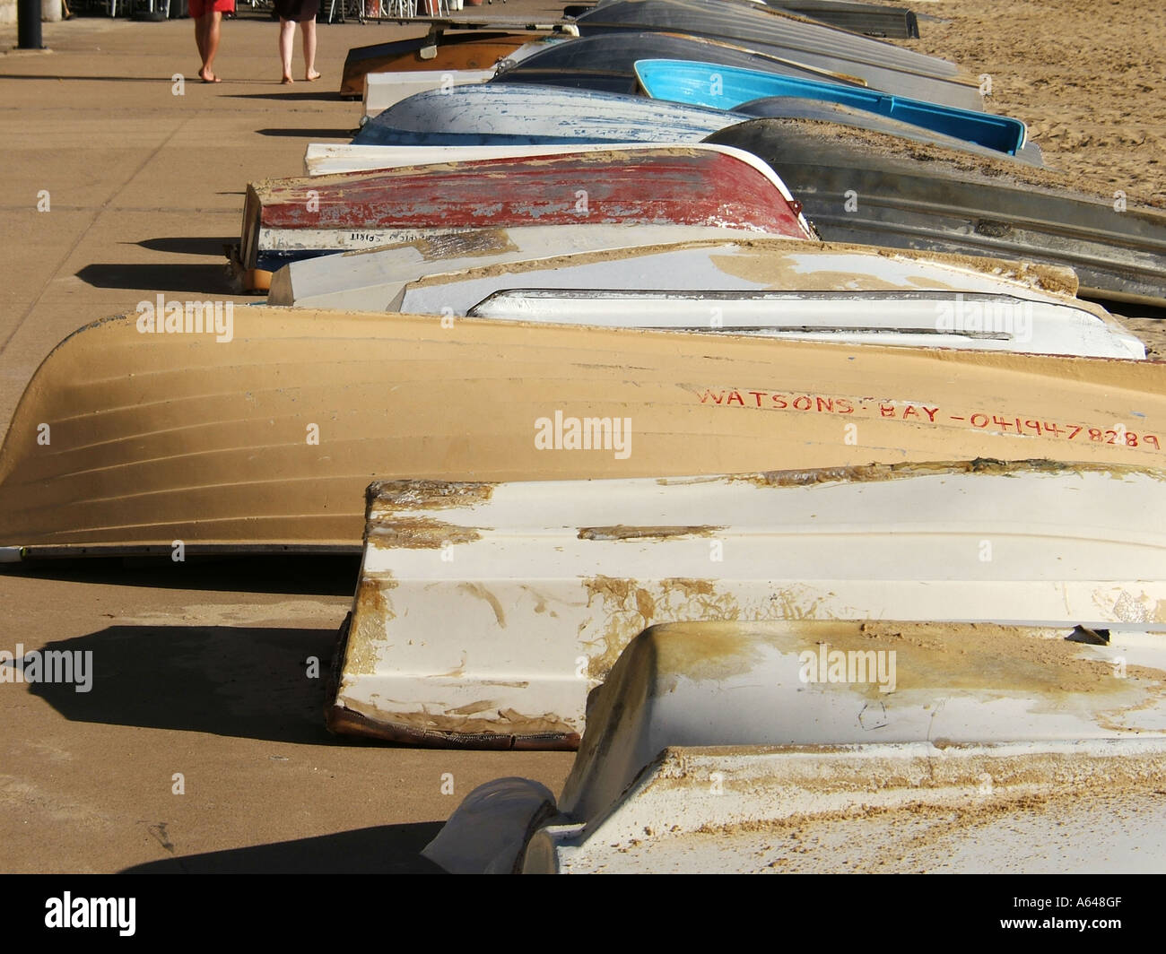 Rowing boats on the beach at Watsons Bay, New South Wales Australia Stock Photo