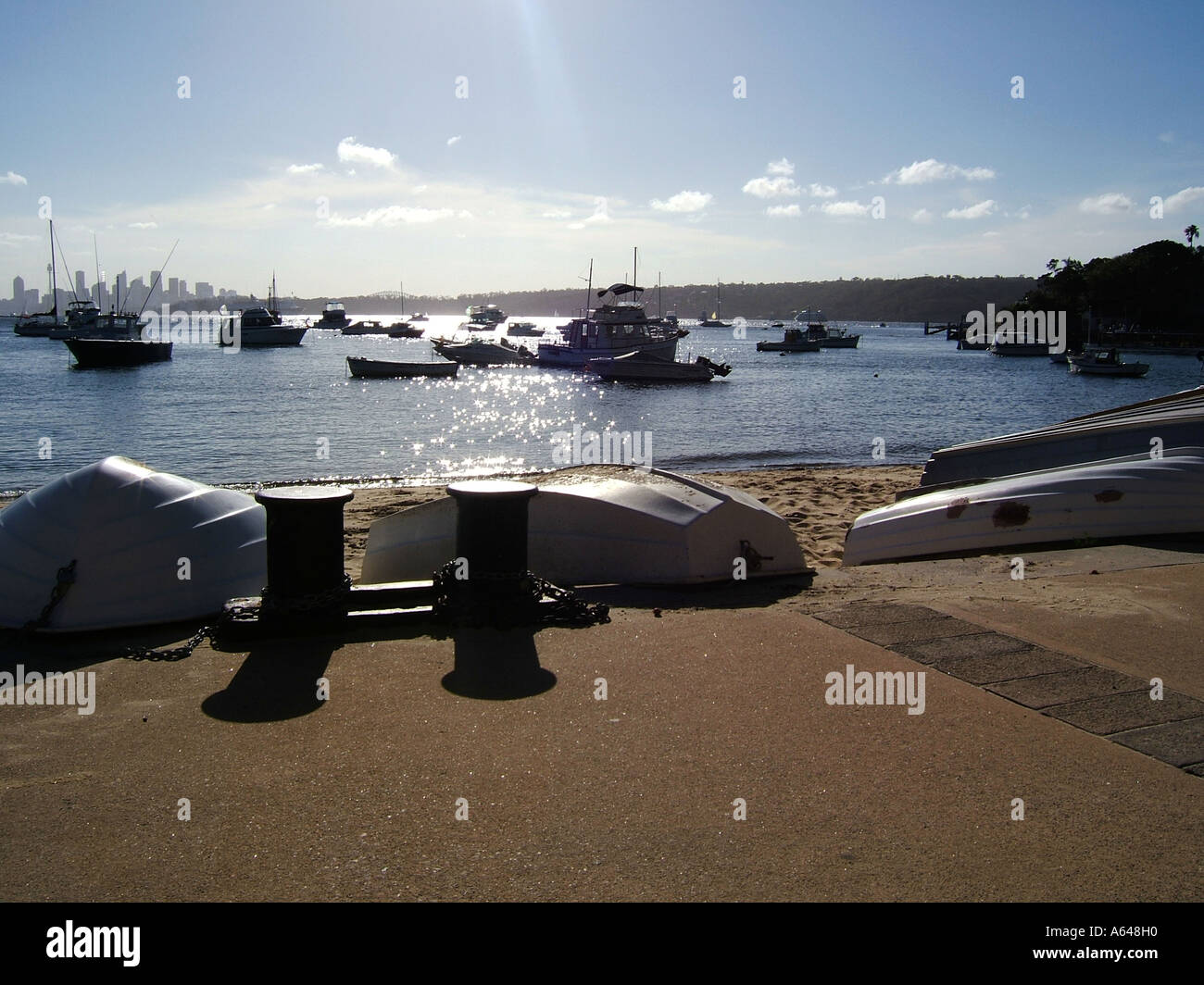 Rowing boats on the beach at Watsons Bay, New South Wales Australia Stock Photo