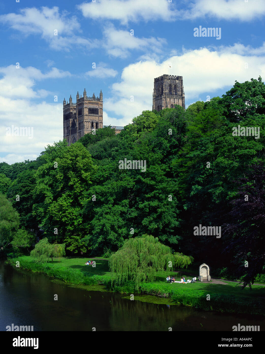 Durham Cathedral on the river Wear The Cathedral Church of Christ, Blessed Mary the Virgin and St Cuthbert of Durham Stock Photo