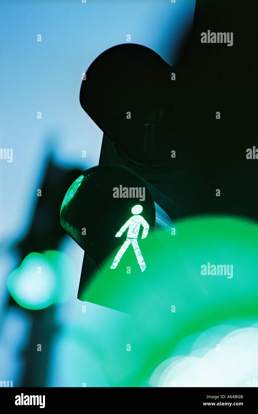 Green light pedestrian traffic-lights Stock Photo - Alamy