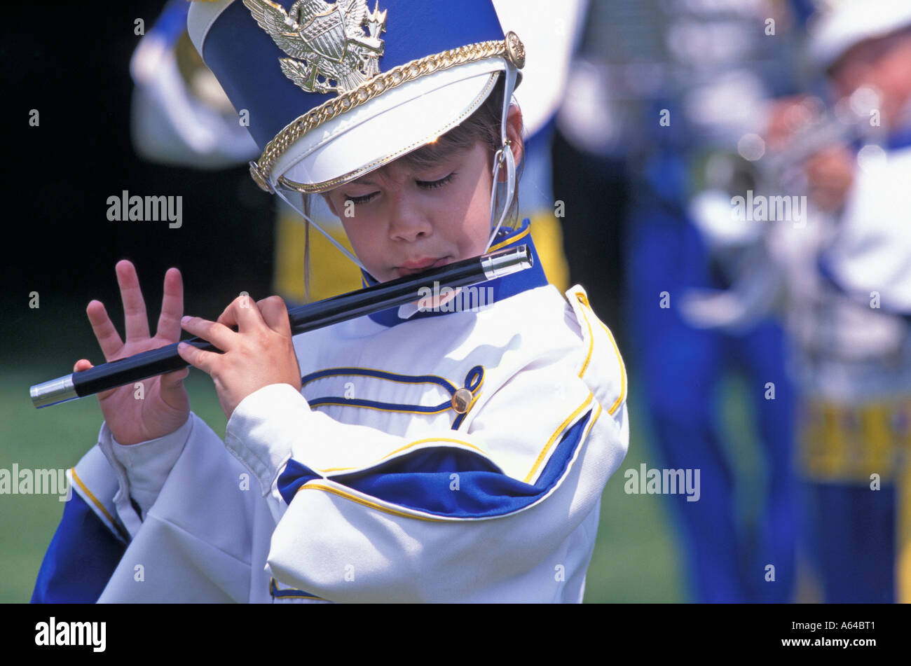 Young male with piccolo in Marching Band Stock Photo Alamy
