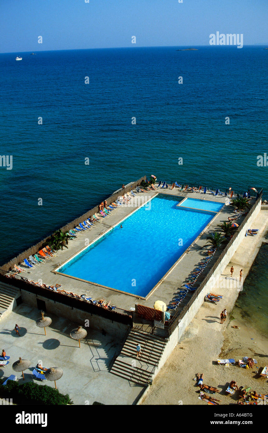swimmingpool of hotel ibiza playa resort of figueretas island of ibiza balearic islands spain editorial use only Stock Photo