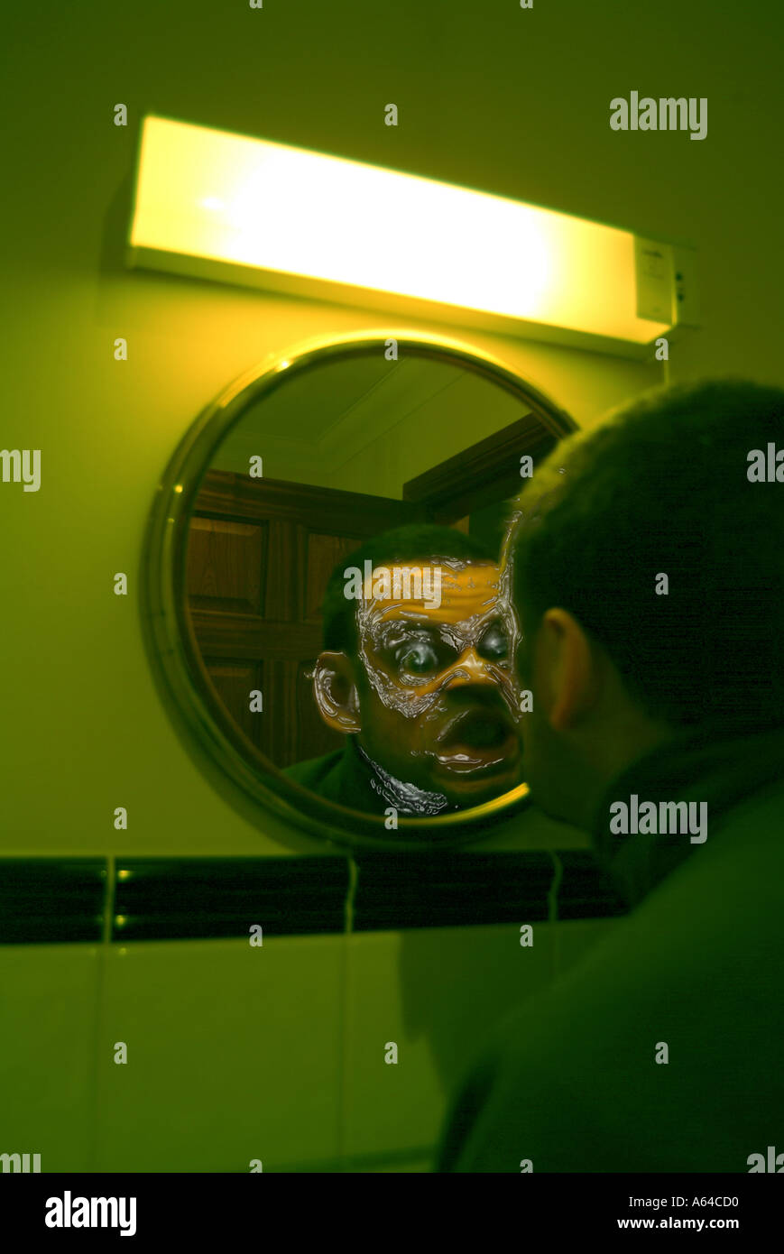 horror face in mirror Stock Photo - Alamy