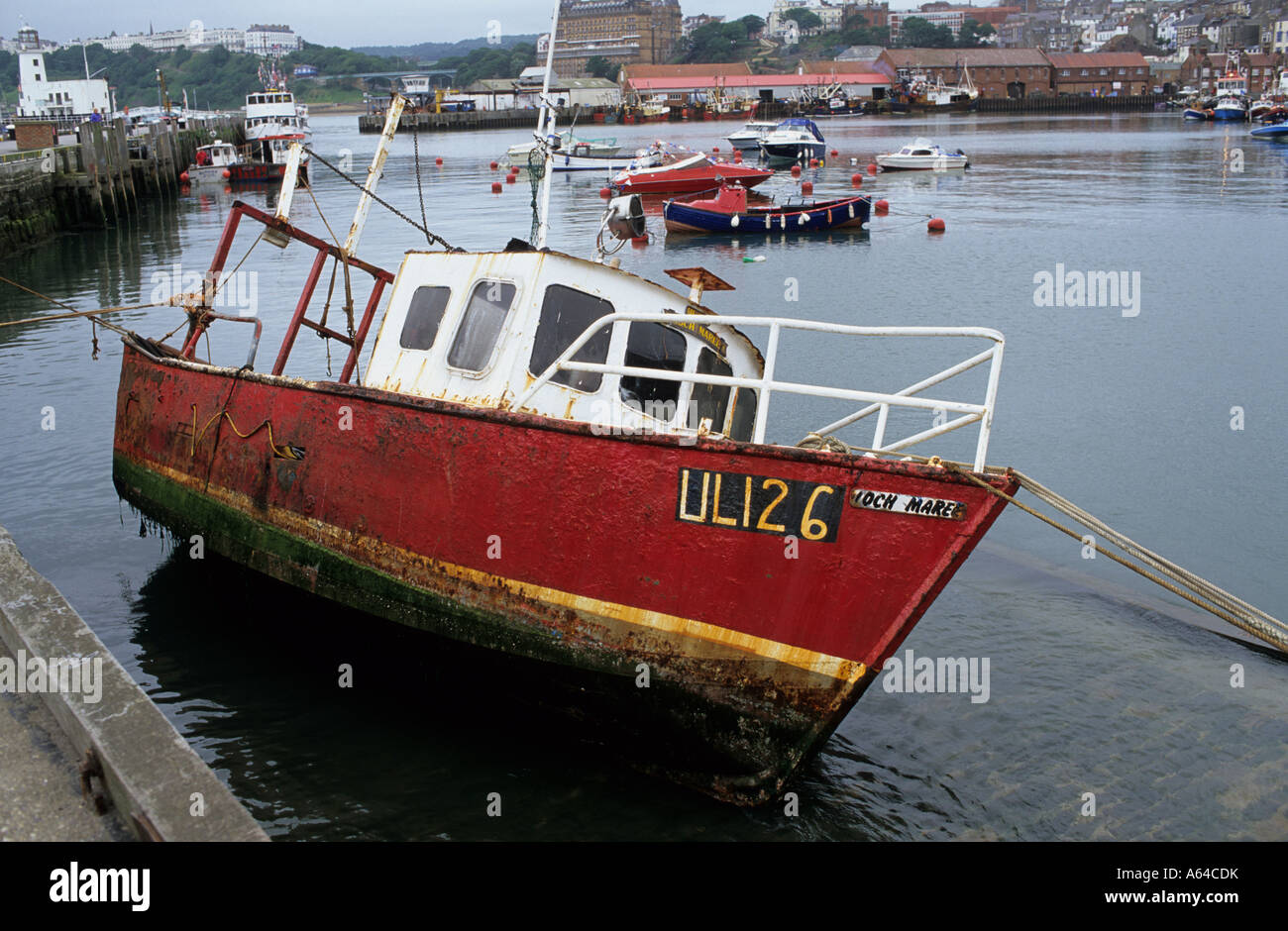 Fishing boat in Scarborough harbour Stock Photo Alamy