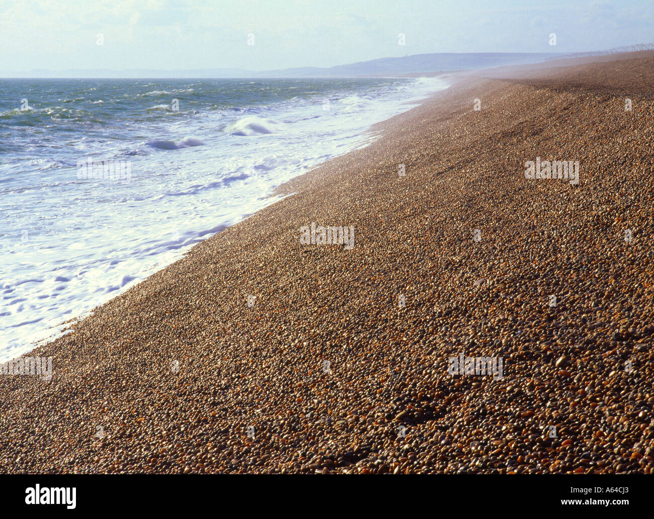 Chesil beach in Dorset linear storm beach Stock Photo Alamy