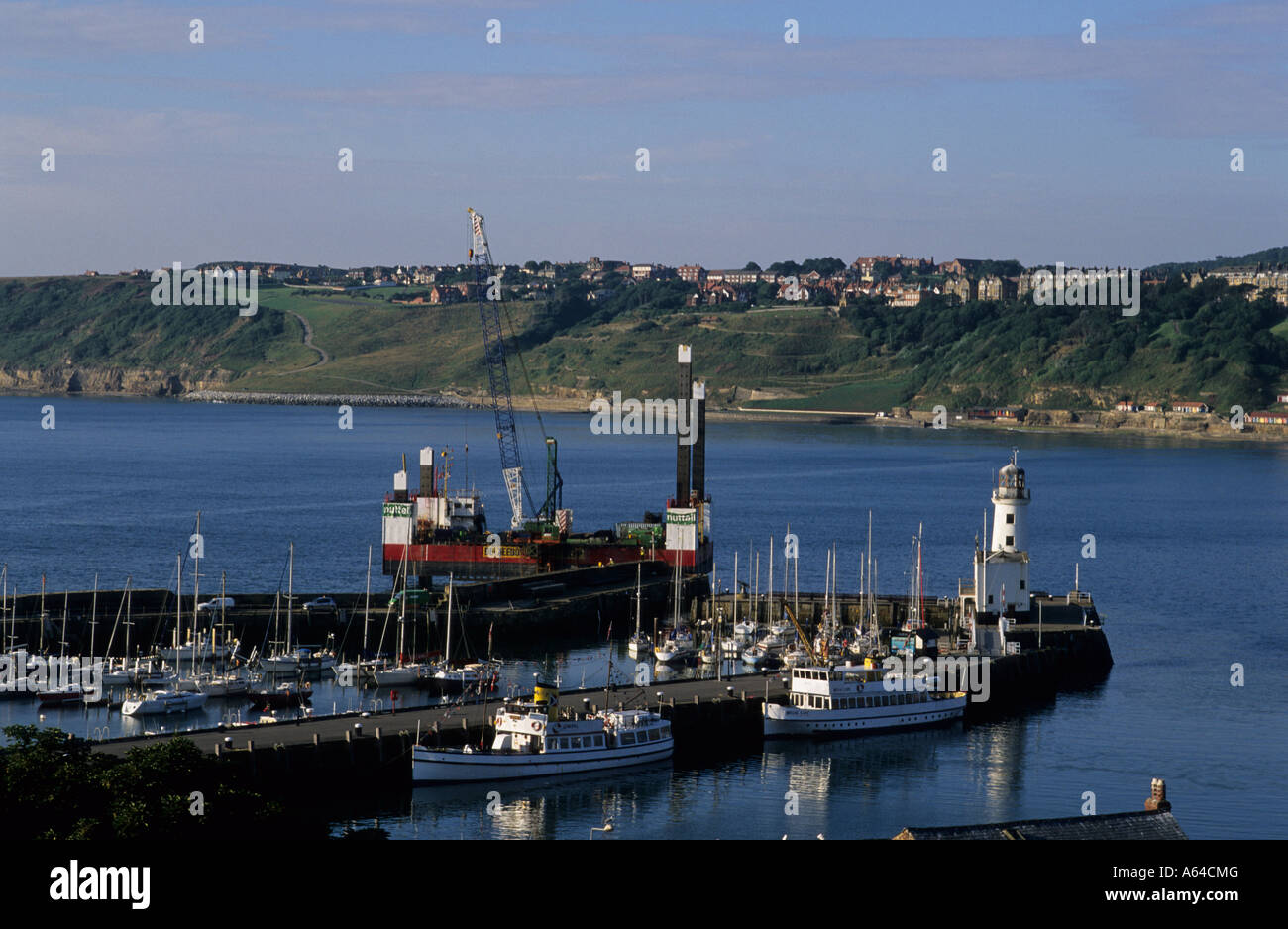 Sea defence work,Scarborough. Stock Photo