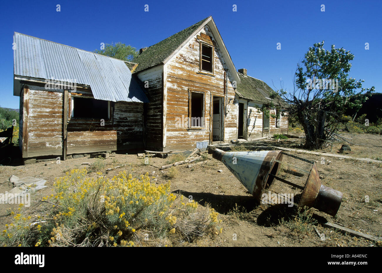 Left and ruined rach house, Blaine County, Idaho, USA Stock Photo