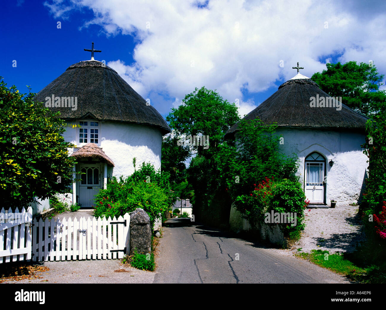 Round houses in Veryan Cornwall Stock Photo Alamy