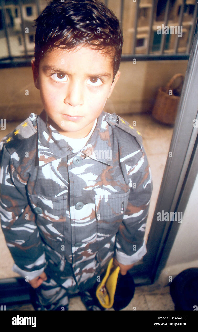 boy portraiture weraring libanese police costume Stock Photo