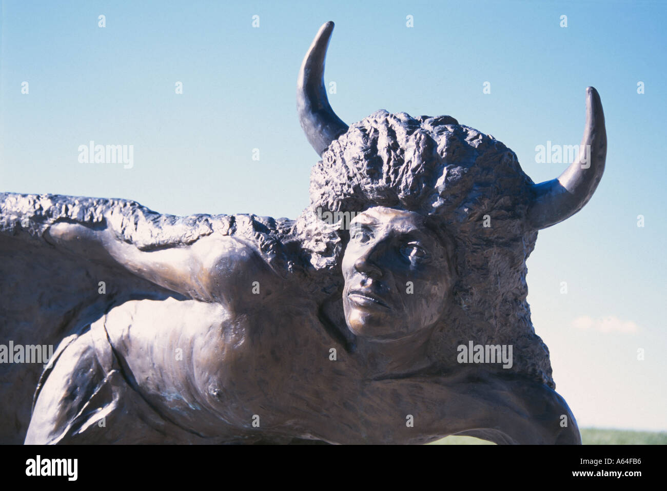 Native statue Wanuskewin Saskatchewan Stock Photo Alamy