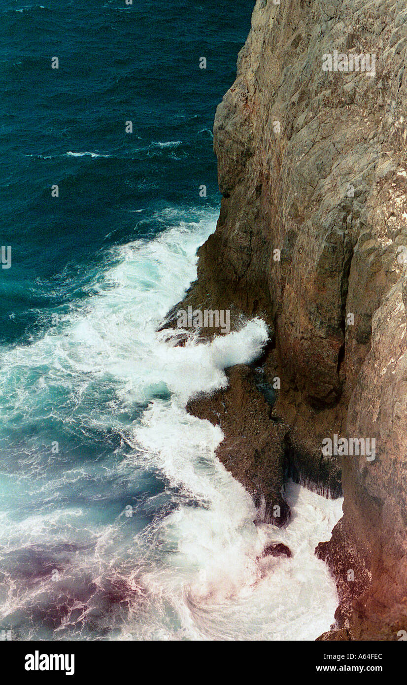 Swirling Seas Granite Cliffs Cape St Vincent Algarve Portugal Stock Photo