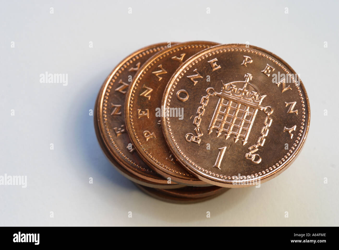 Pennies small change coin money cash Stock Photo