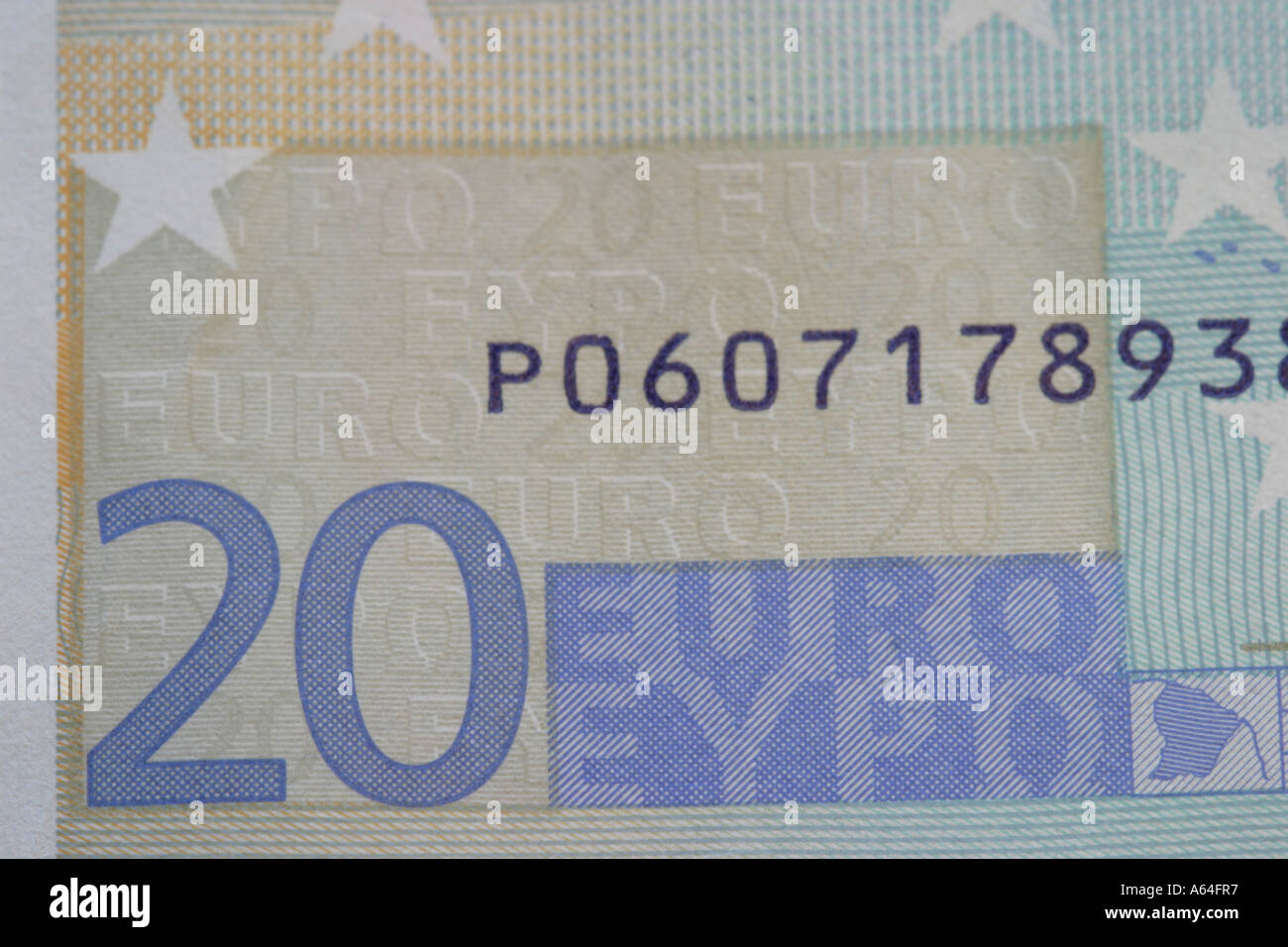 Euro banknote 20 Euro note detail Stock Photo