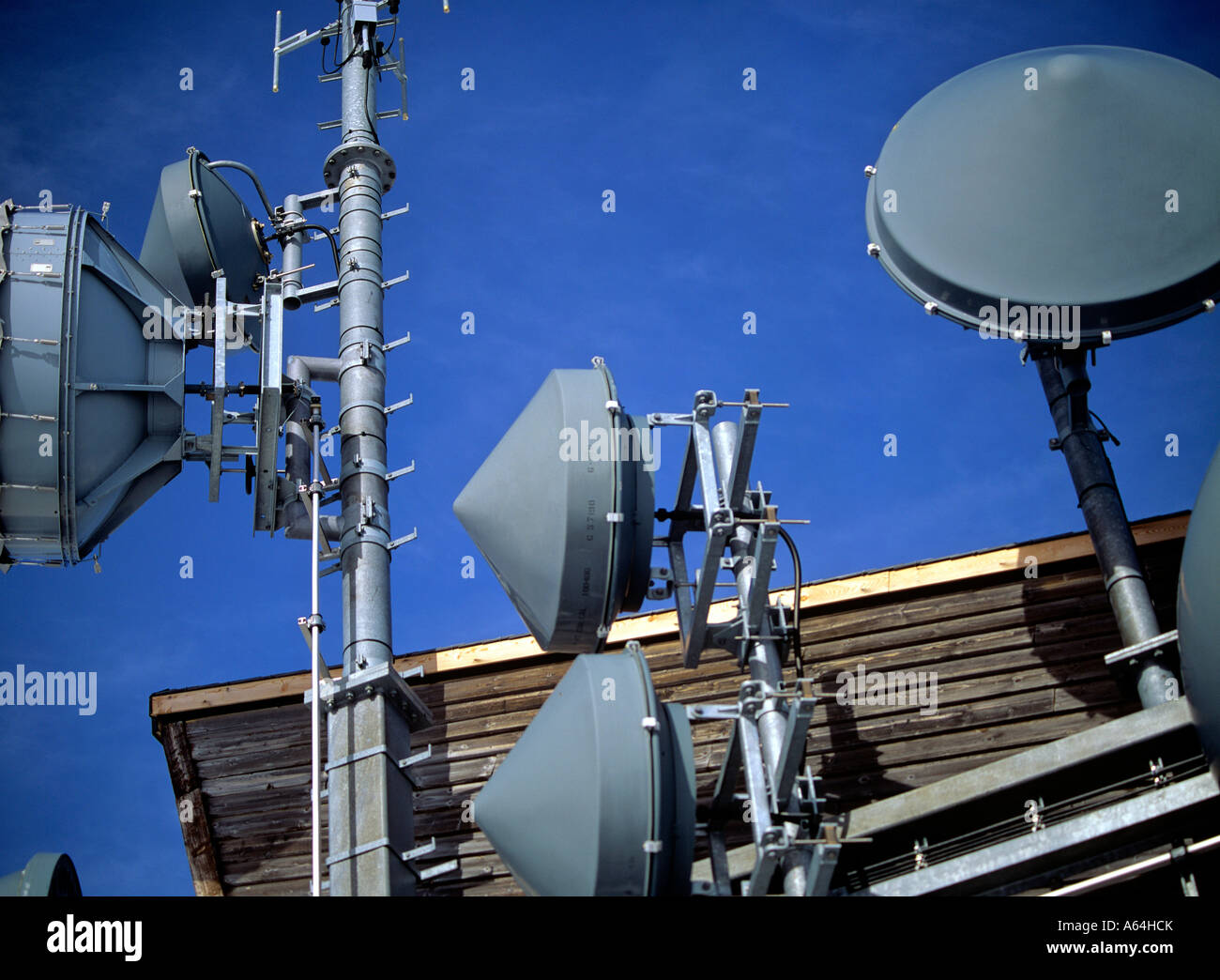 converter antennas for remote mountain regions swiss alpes switzerland Stock Photo
