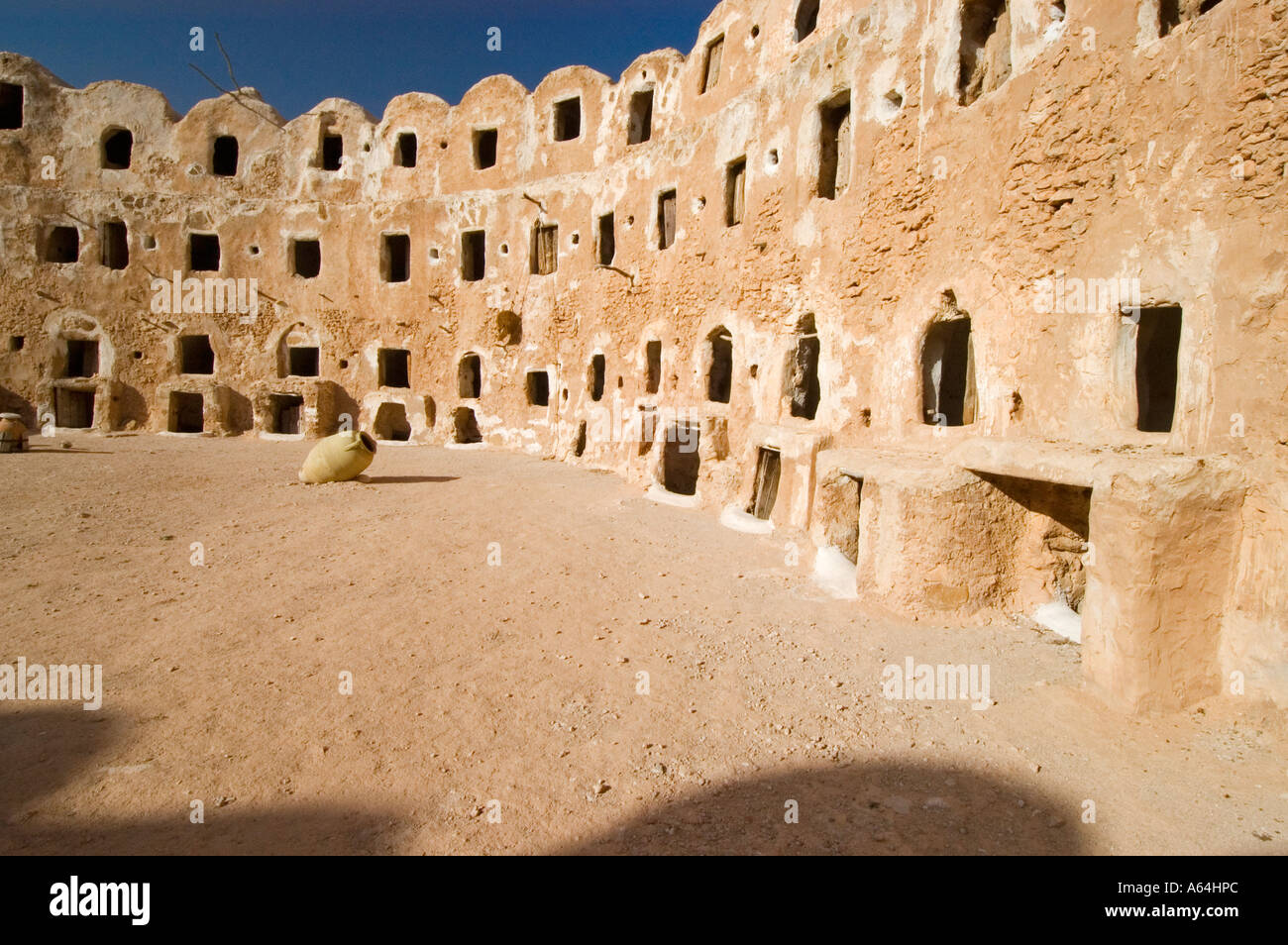 Storage castle with ghorfas, Qasr el Hajj, Nafusah mountains Stock Photo